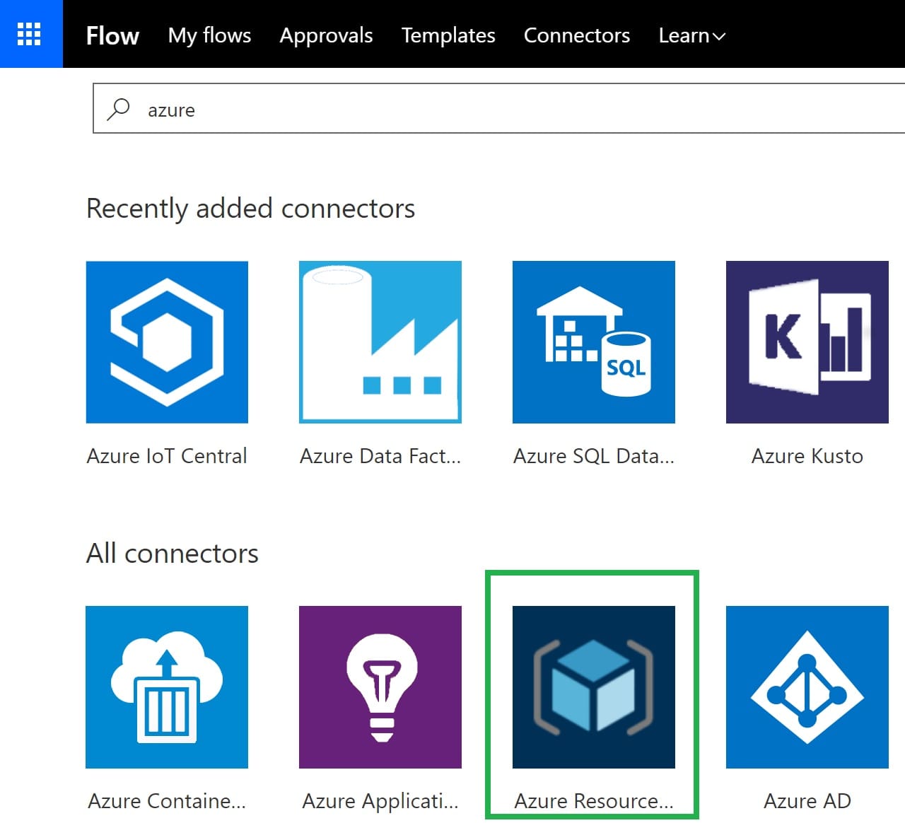 Screen grab of flow connector for ARM